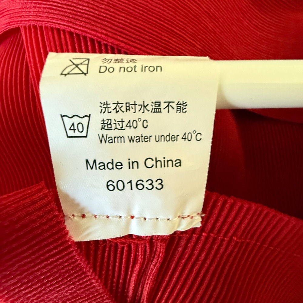 Red Pleated Cheongsam Dress Phoenix Bird Asian Style Mandarin‎ Collar - Picture 6 of 6